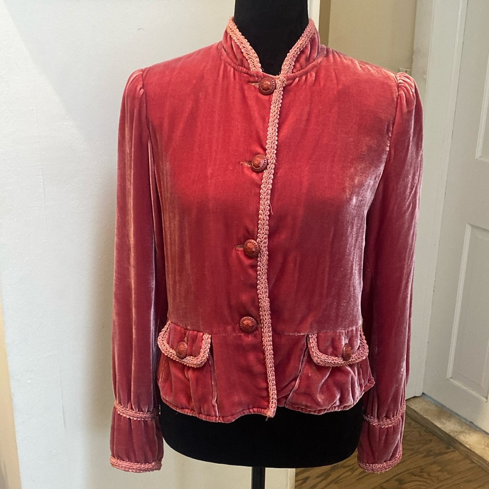 Gloss Rose Velvet High Neck Jacket Size 6